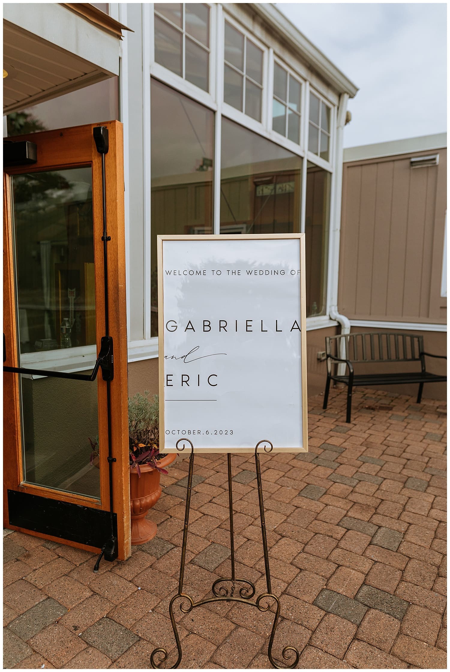 sign outside of ceremony space for New York Autumn Wedding