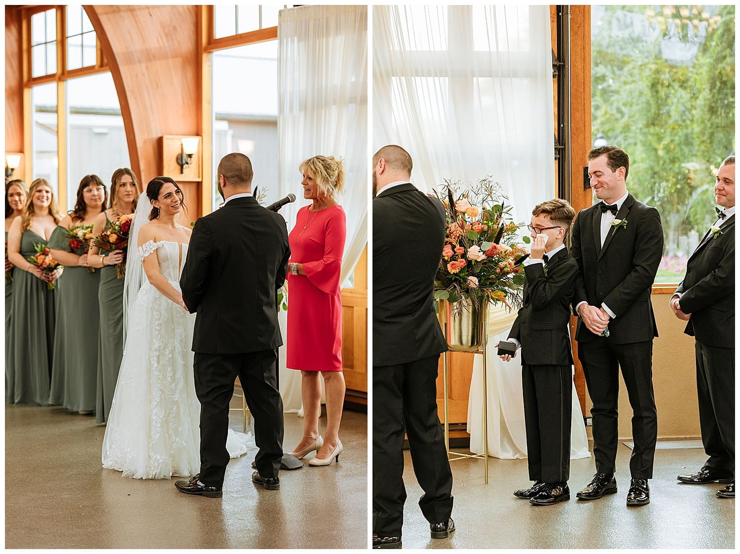 man and woman stand at indoor alter to exchange vows by Kelly Jean Photography