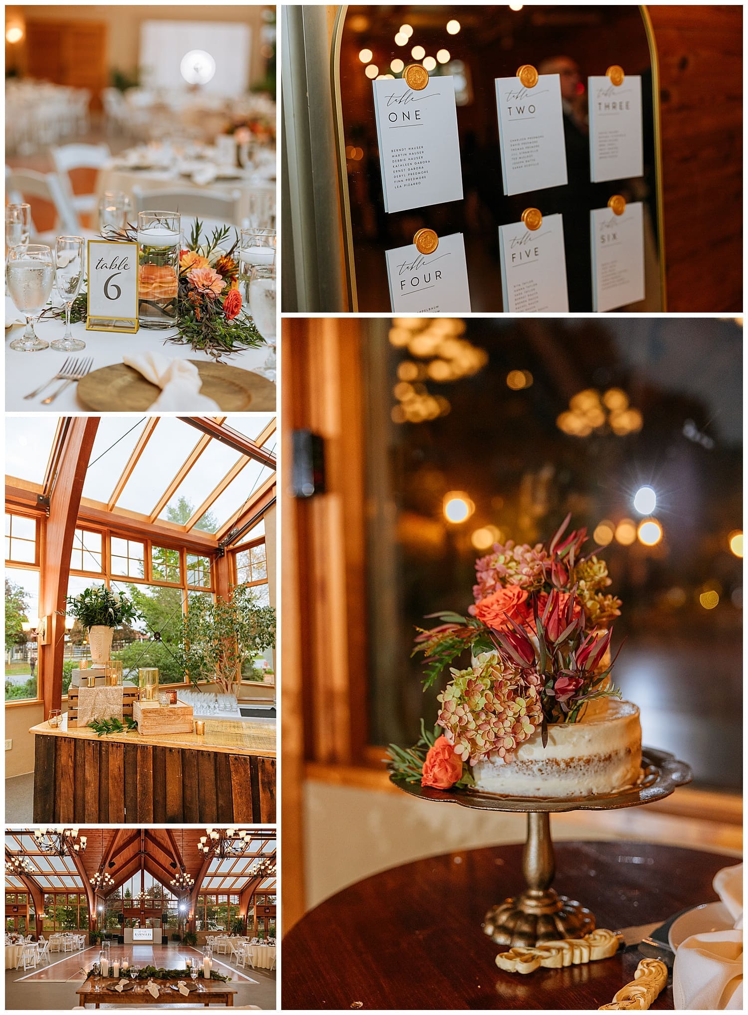 reception space set up with warm florals and rustic decor by Hudson Valley photographer