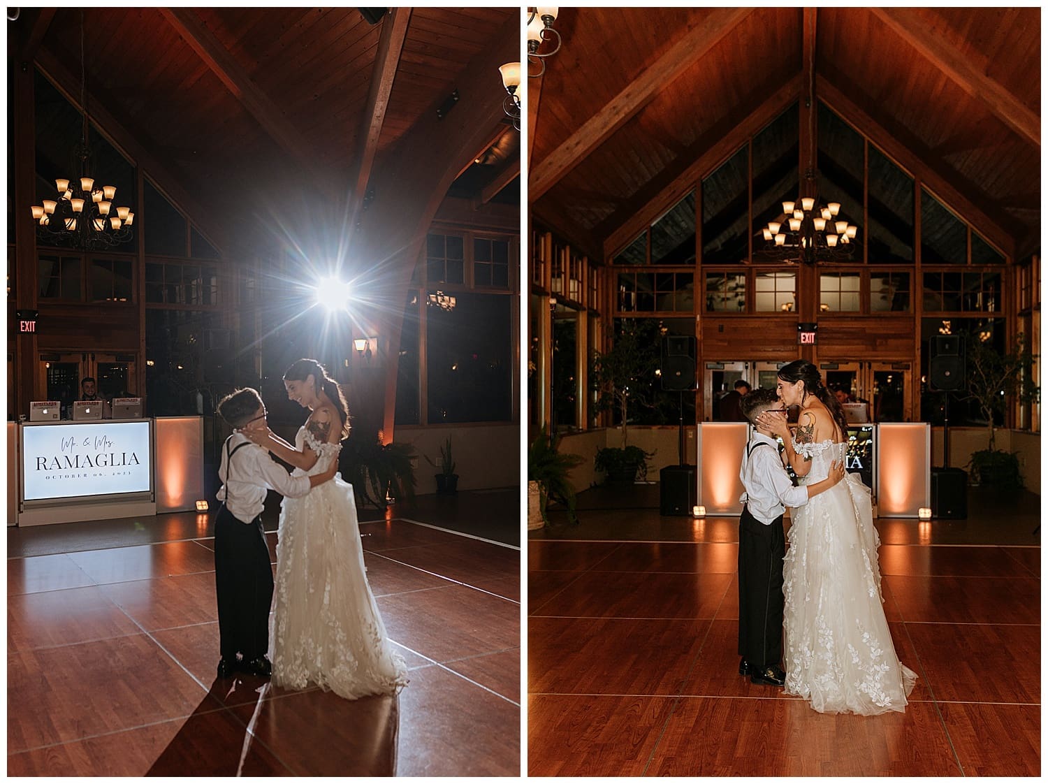 mother dances with her son at reception for New York Autumn Wedding