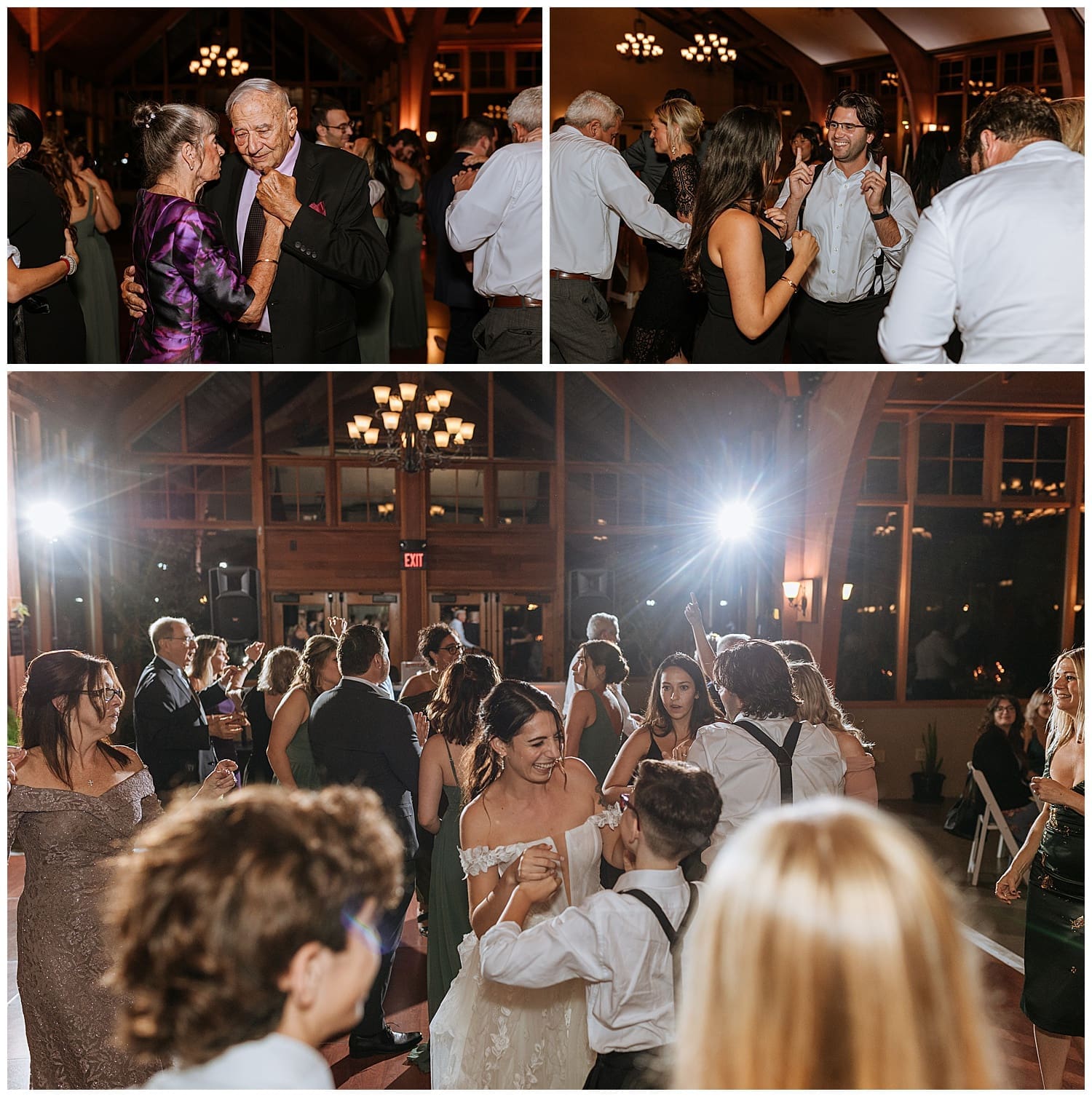guests dance across dance floor at reception by Hudson Valley photographer